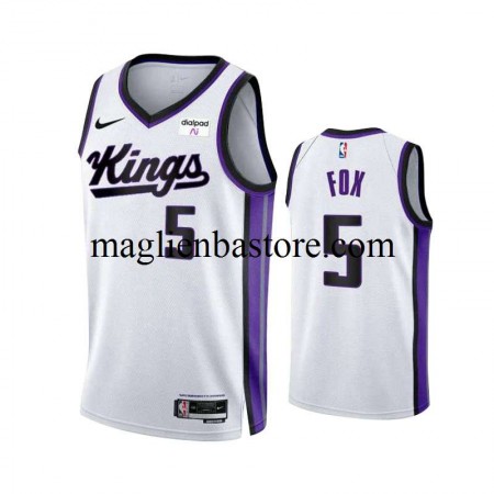 Maglia NBA Sacramento Kings DeAaron Fox 5 Nike ASSOCIATION EDITION 2023-2024 Bianco Swingman - Uomo